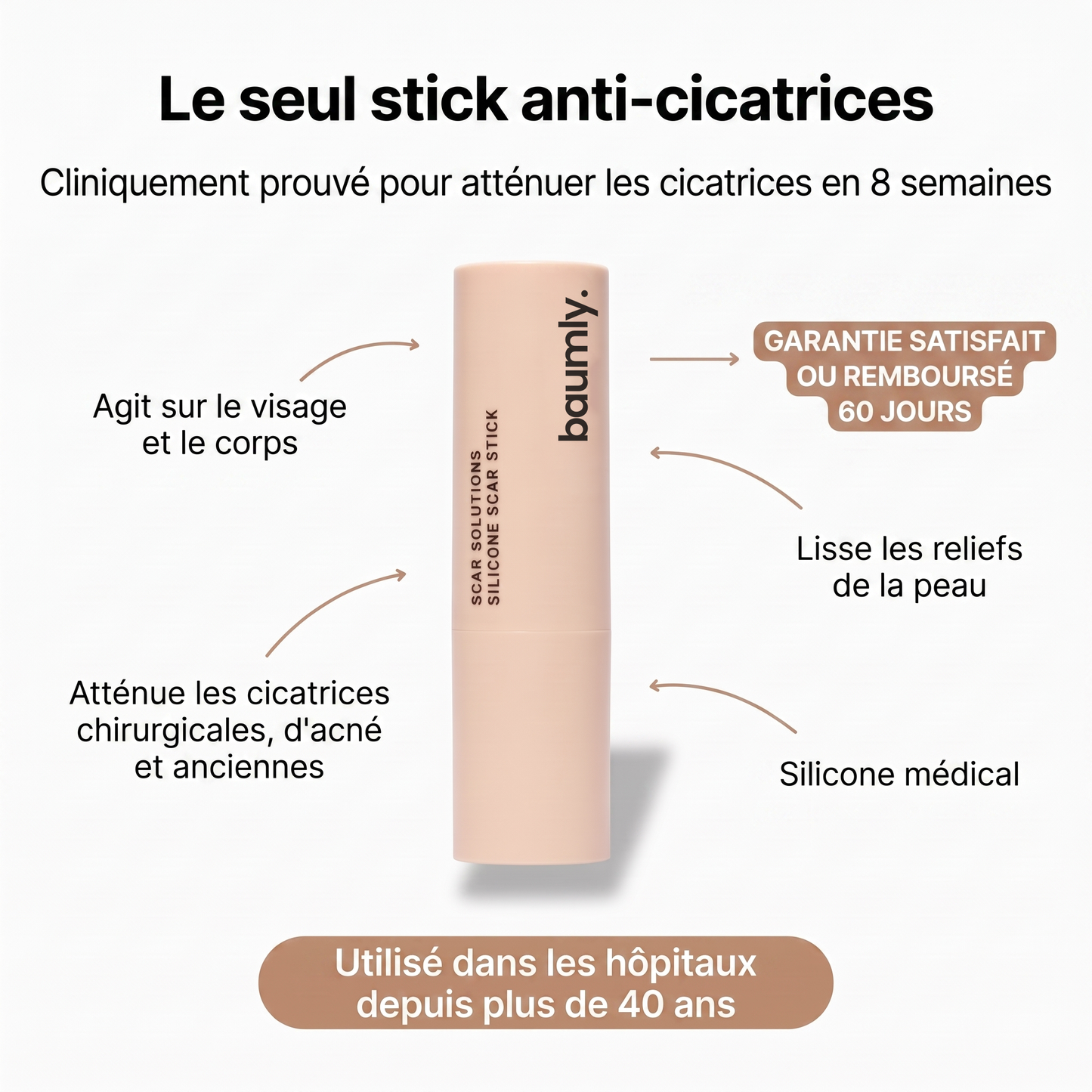 Stick clinique réparateur de cicatrices d'acné